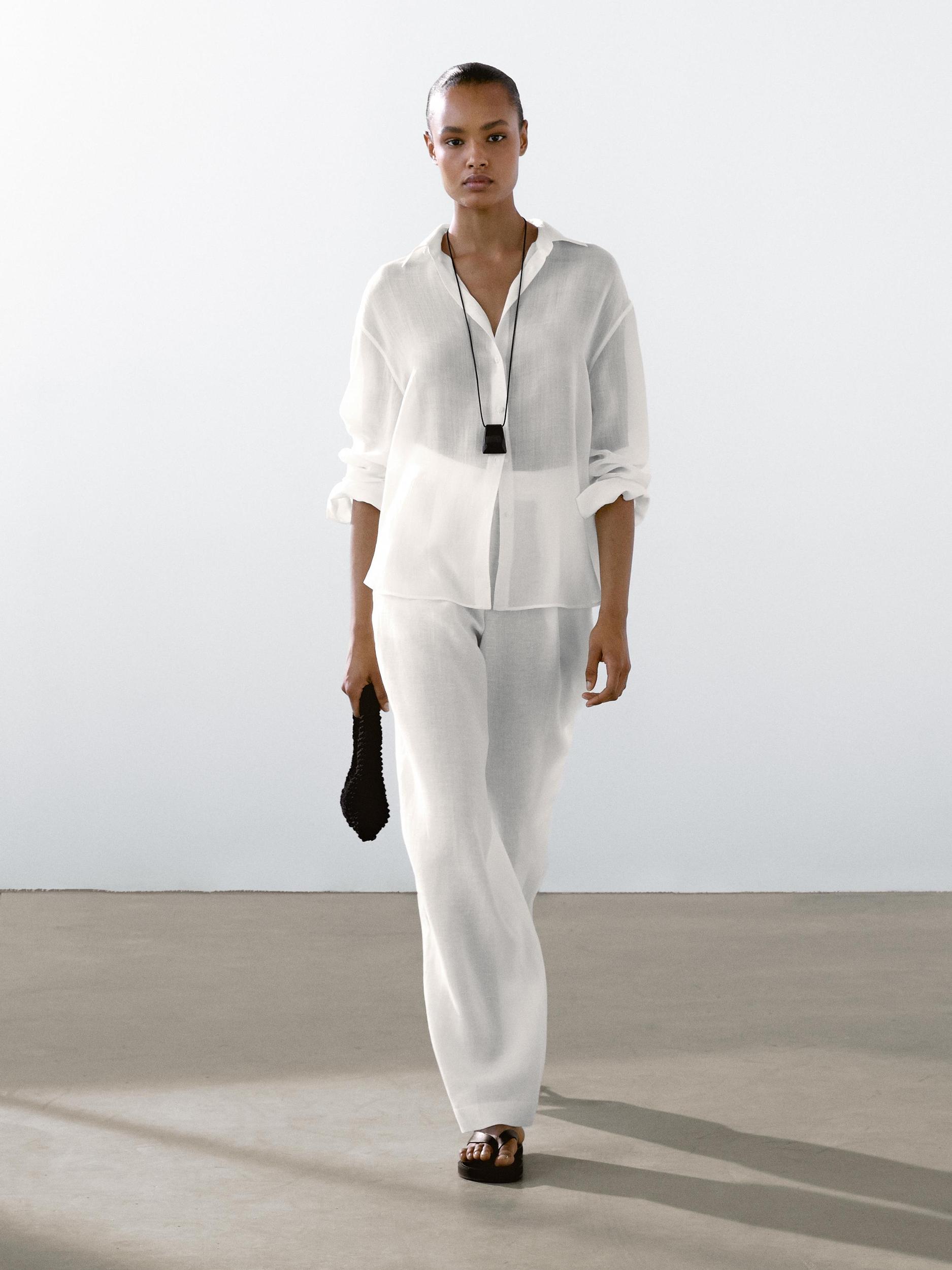 Flowing ramie blend shirt Product Image