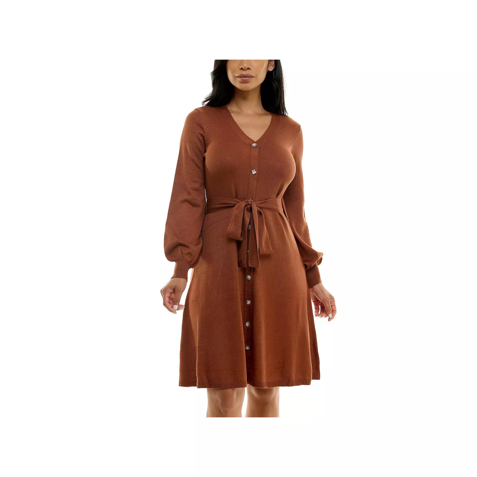 Women's Nina Leonard Balloon Sleeve Midi Sweater Dress,  Product Image