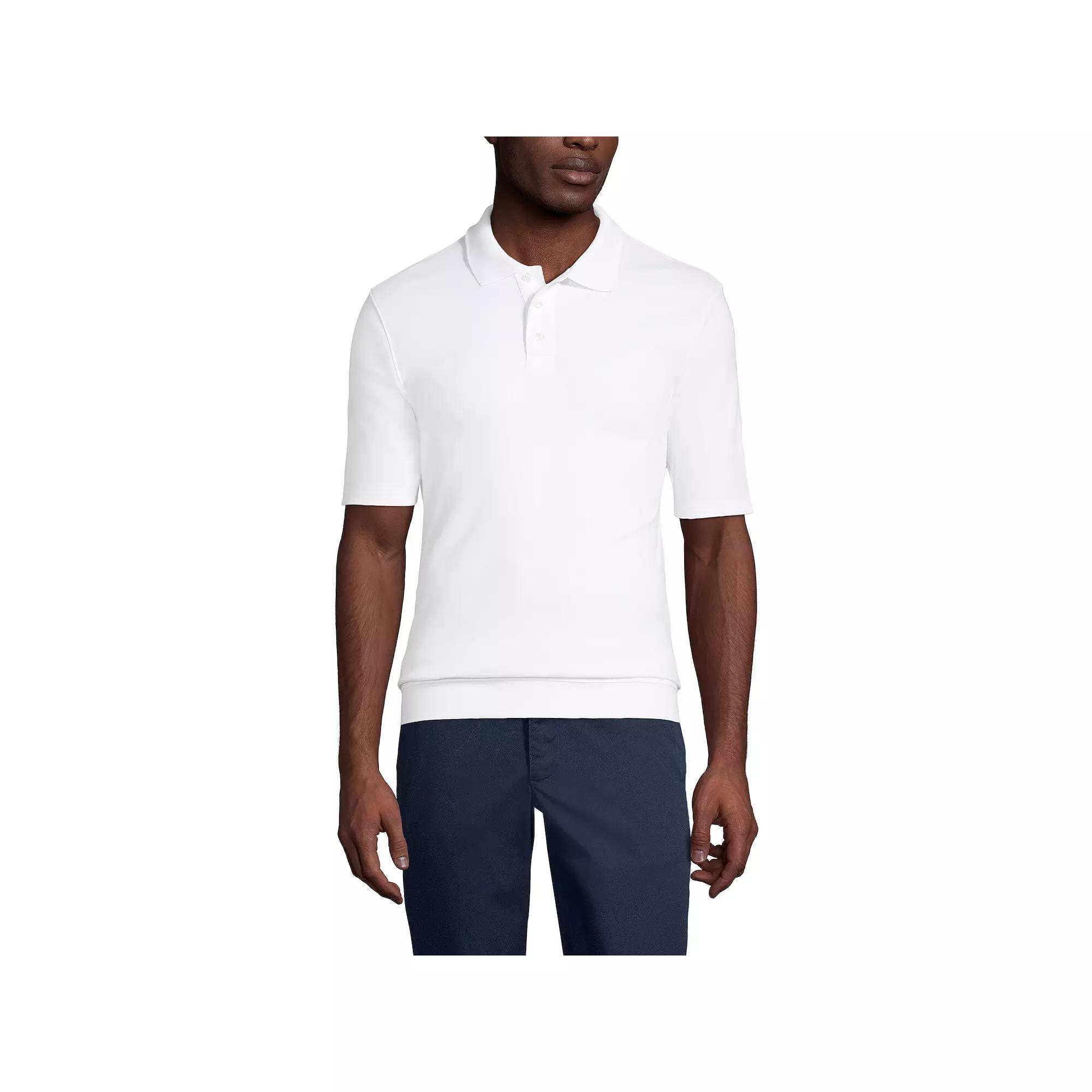 Men's Lands' End Short Sleeve Banded Bottom Polo Shirt,  Product Image