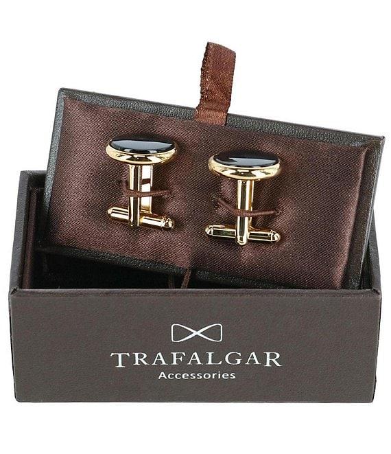 Trafalgar Sutton Round Genuine Onyx Cuff Links Product Image