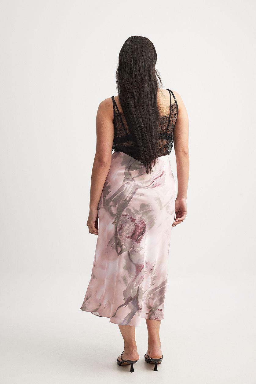 Satin Lace Detail Midi Dress Product Image