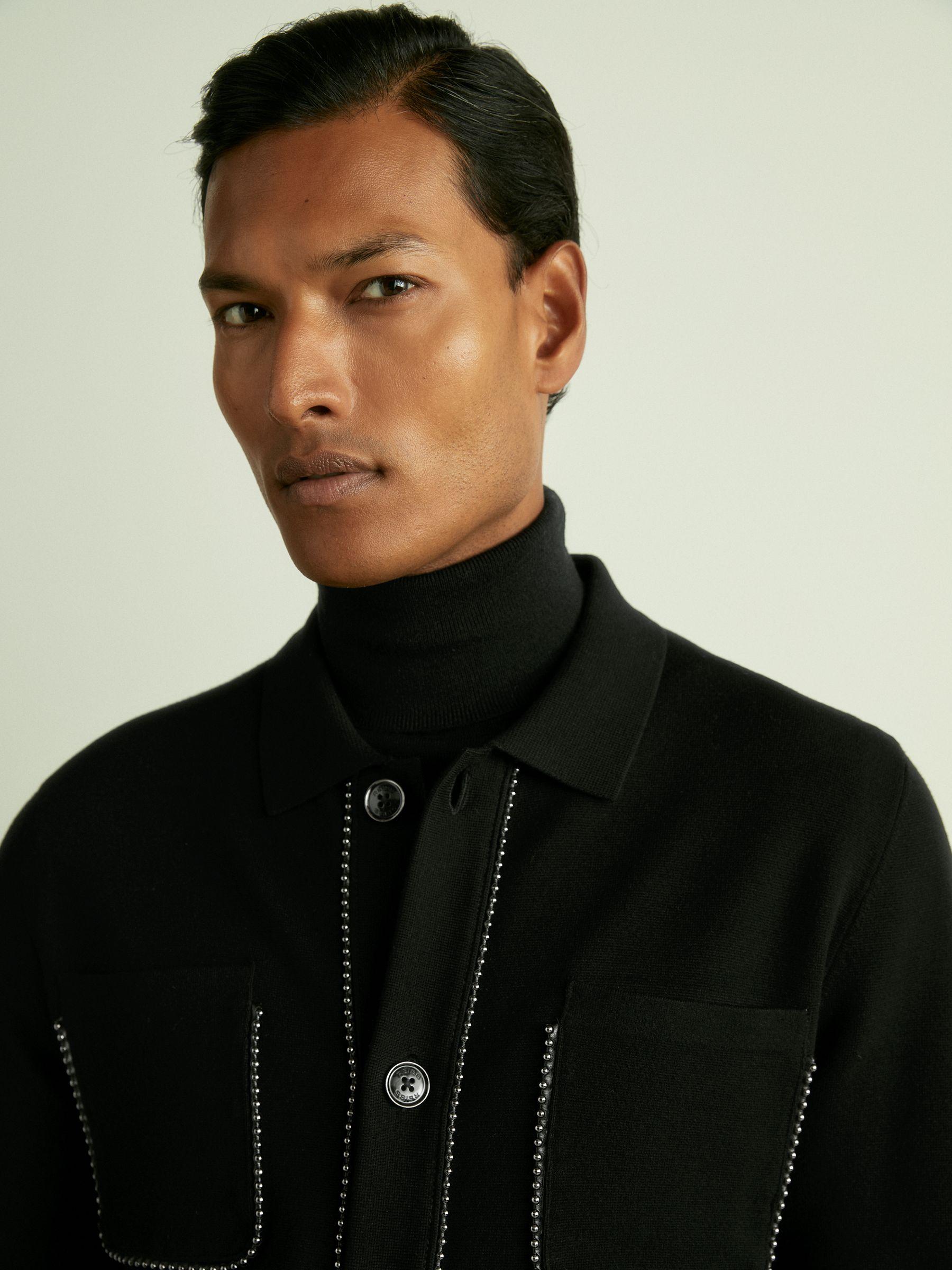 Hardware-Embellished Cardigan in Black Product Image