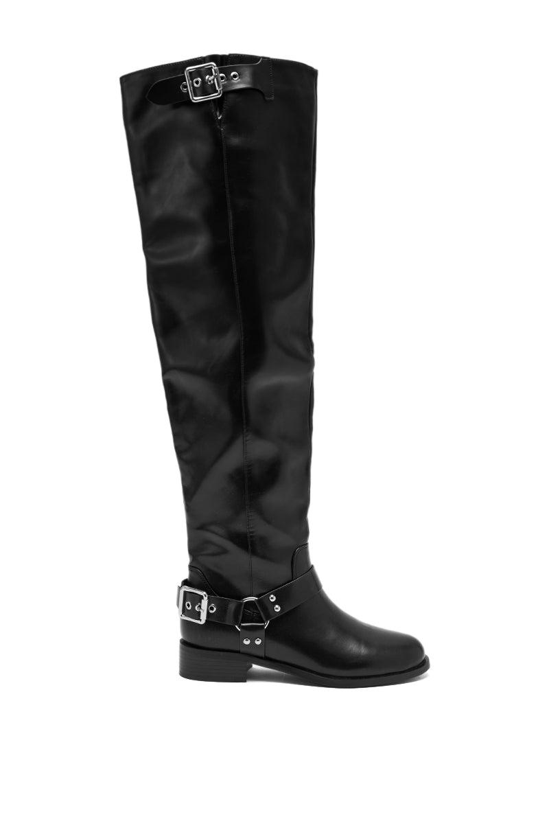 AZALEA WANG XALIIMA BLACK OVER THE KNEE RIDING BOOT Product Image