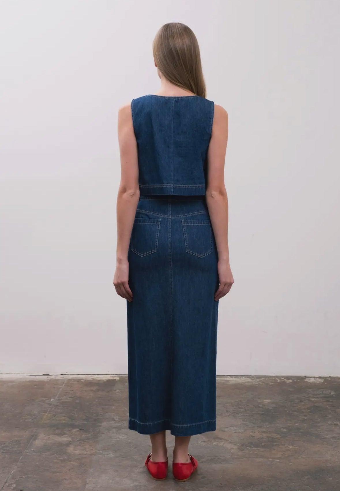 Moon River Denim Square Neck Tank Product Image