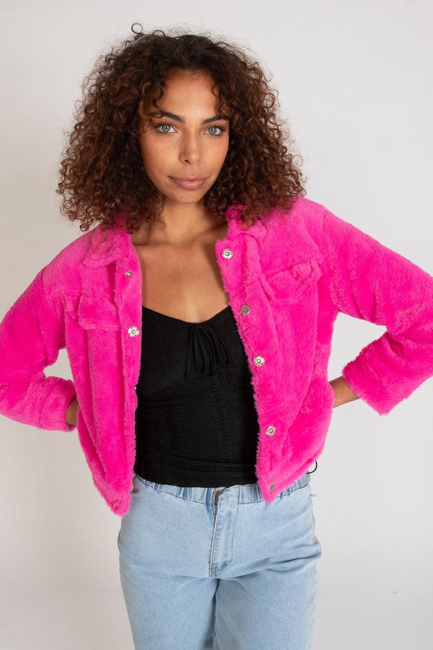 Cropped Faux Fur Shacket Product Image