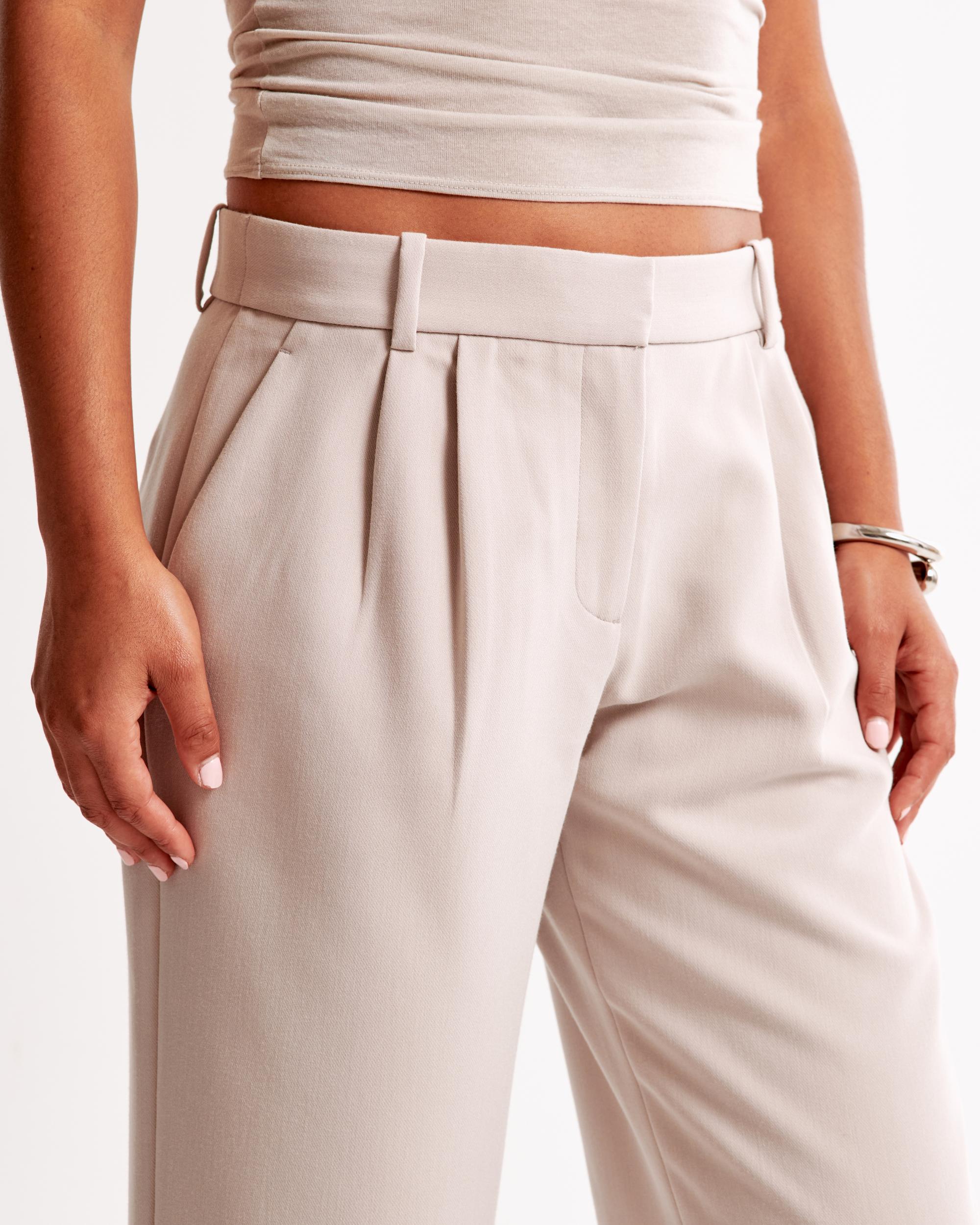 Curve Love A&F Sloane Low Rise Tailored Wide Leg Pant Product Image