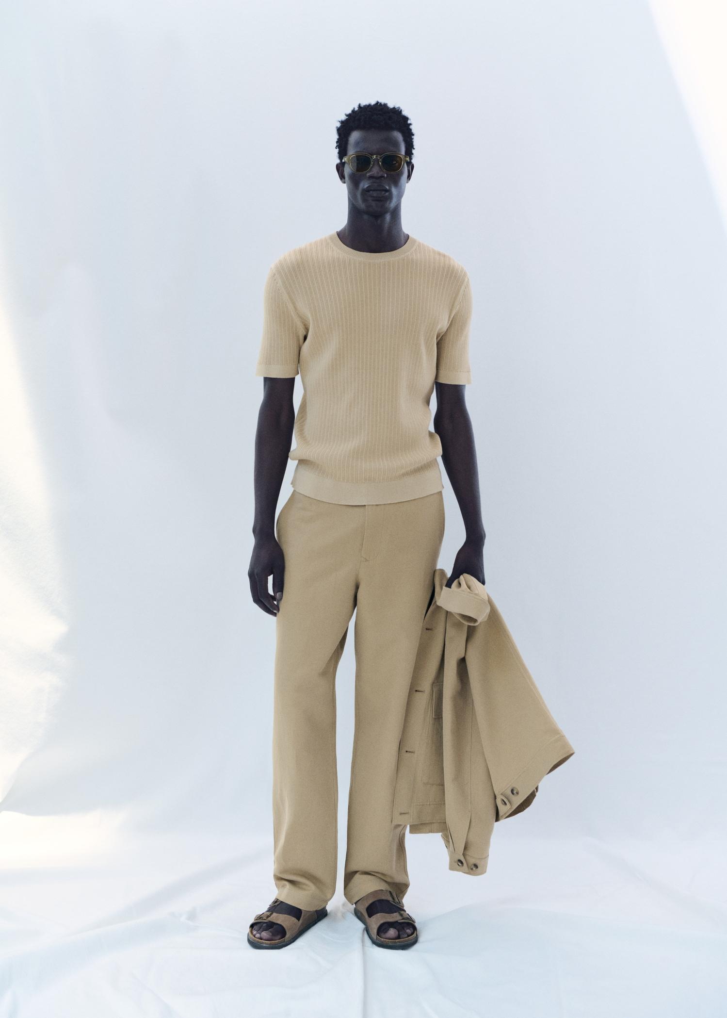 Linen-blend regular-fit pants - Men | MANGO USA Product Image