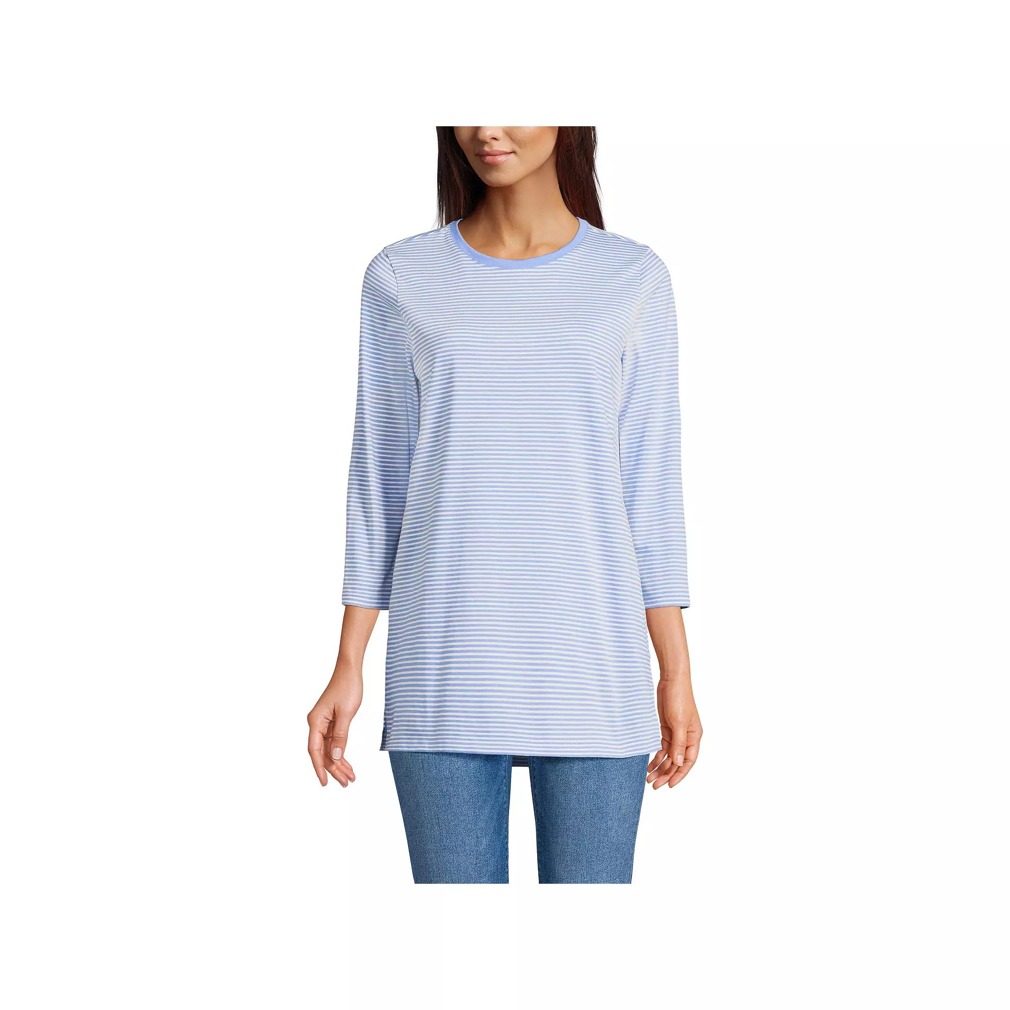Petite Lands' End 3/4-Sleeve Supima Cotton Crewneck Tunic, Women's,  Product Image