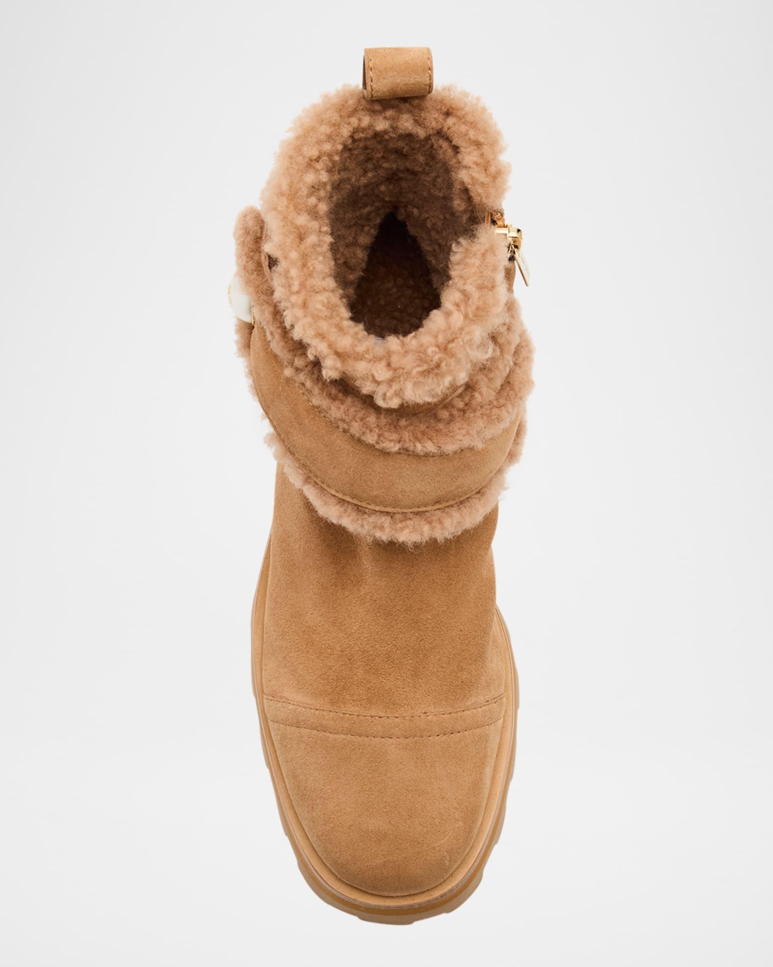 Meena Suede and Shearling Zip Ankle Boots Product Image