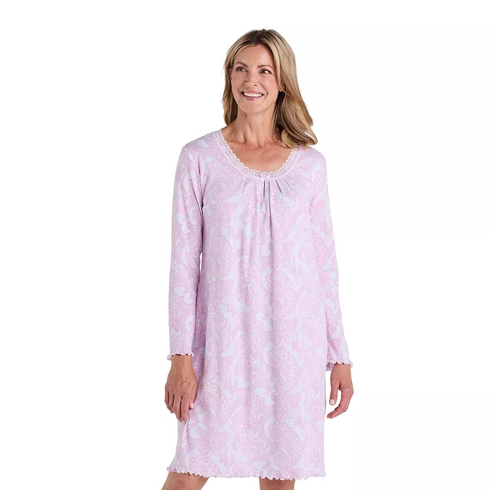 Women's Miss Elaine Essentials Cottonessa Short Gown, Size: Small, Pink Paisley Product Image