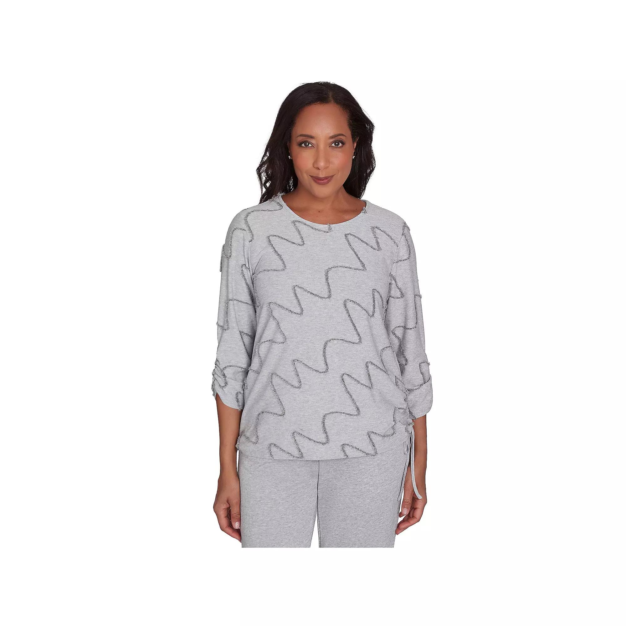 Women's Alfred Dunner Diagonal Textured Top, Size: Large, Gray Product Image
