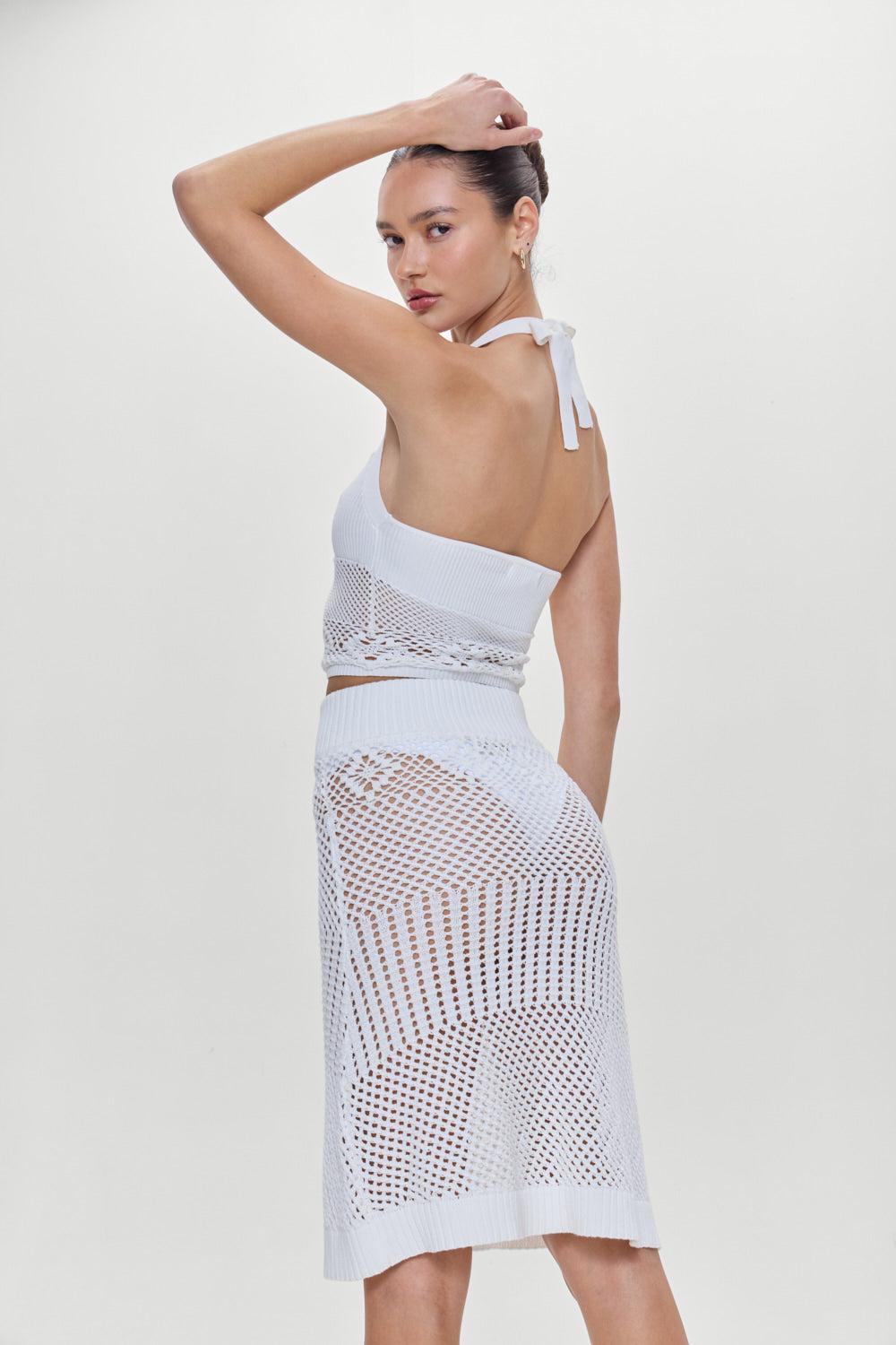 Orchard Crochet Midi Skirt - White Product Image