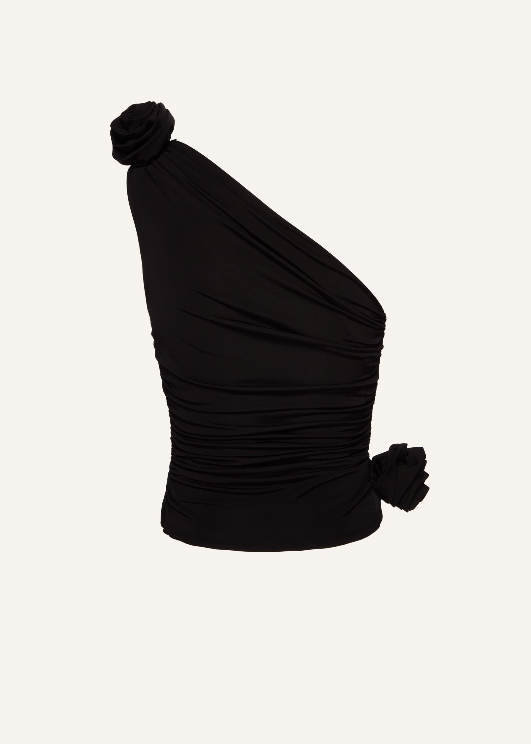 One shoulder tshirt in black Product Image