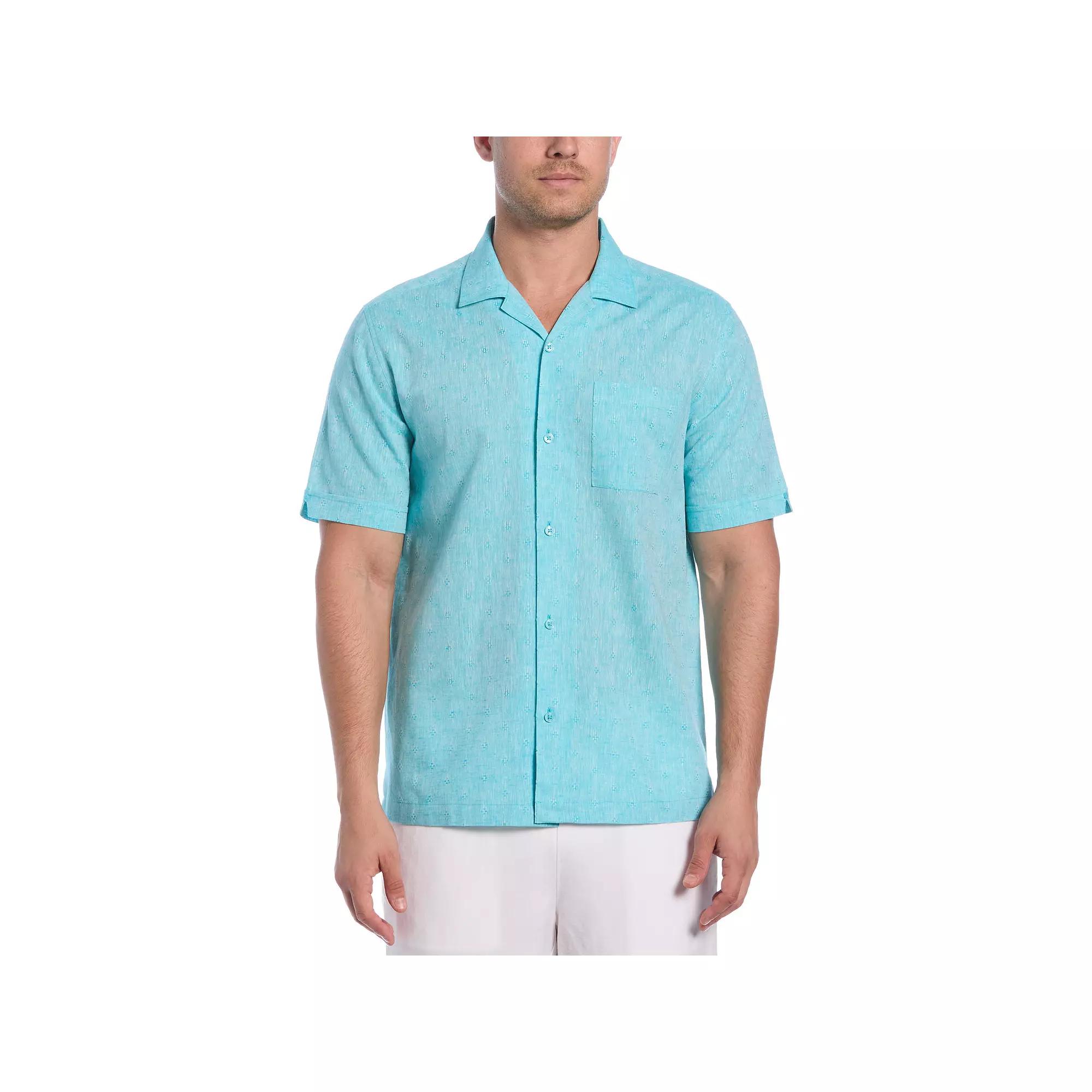 Men's Cubavera Linen Blend Diamond Dobby Print Short Sleeve Button-Down Shirt,  Product Image