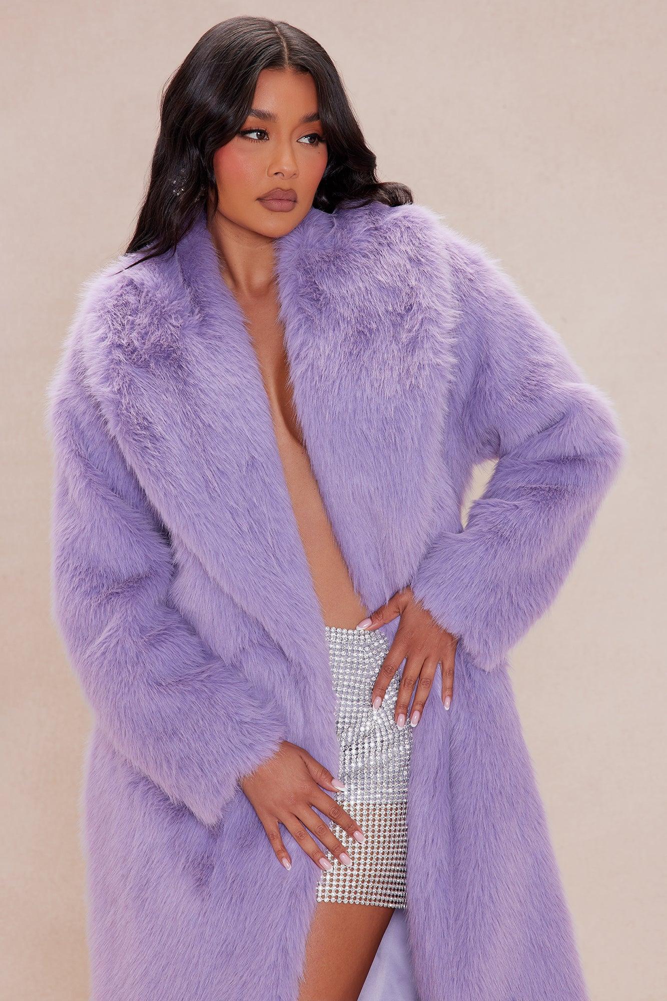 Farah Faux Fur Coat - Purple Product Image