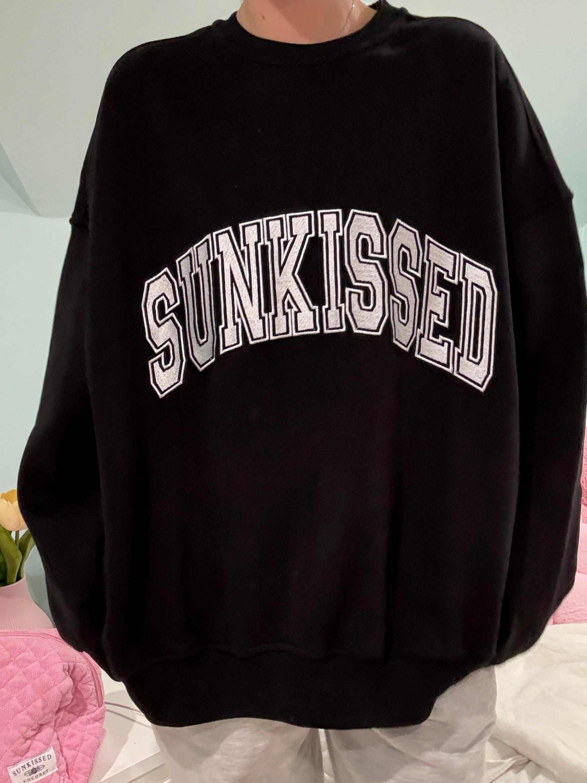 Black Sunkissed Varsity Embroider Sweatshirt Product Image