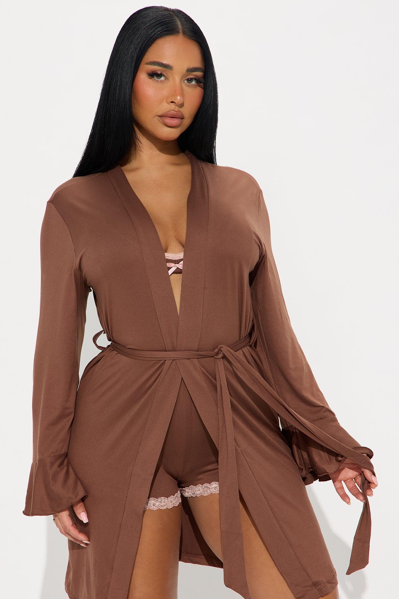 In Bed All Day PJ Robe Set - Chocolate Female Product Image