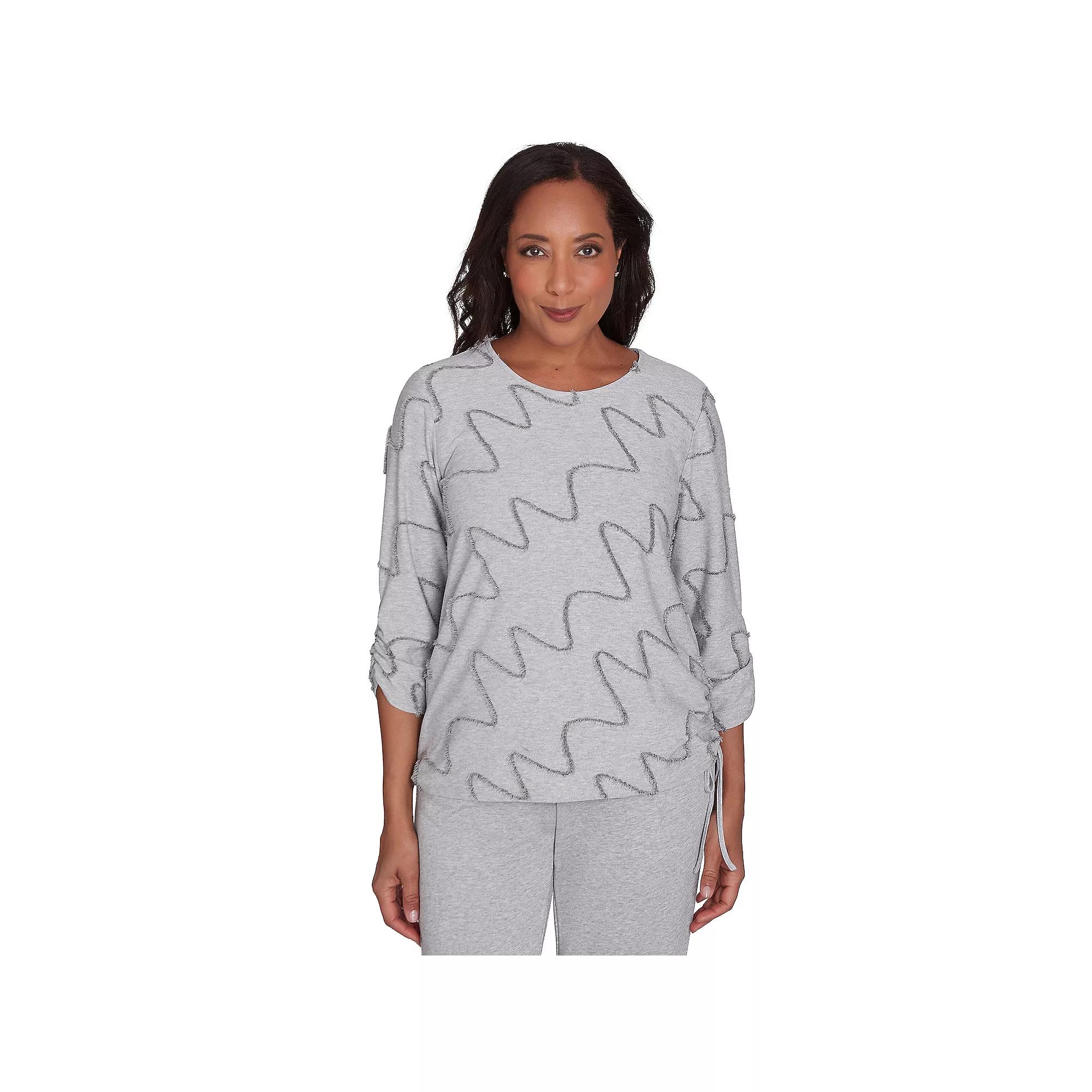 Women's Alfred Dunner Diagonal Textured Top, Size: Large, Gray Product Image