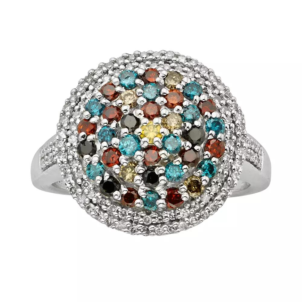 Jewelexcess Sterling Silver 1-ct. T.W. Diamond Dome Ring, Women's, Size: 8, Multicolor Product Image