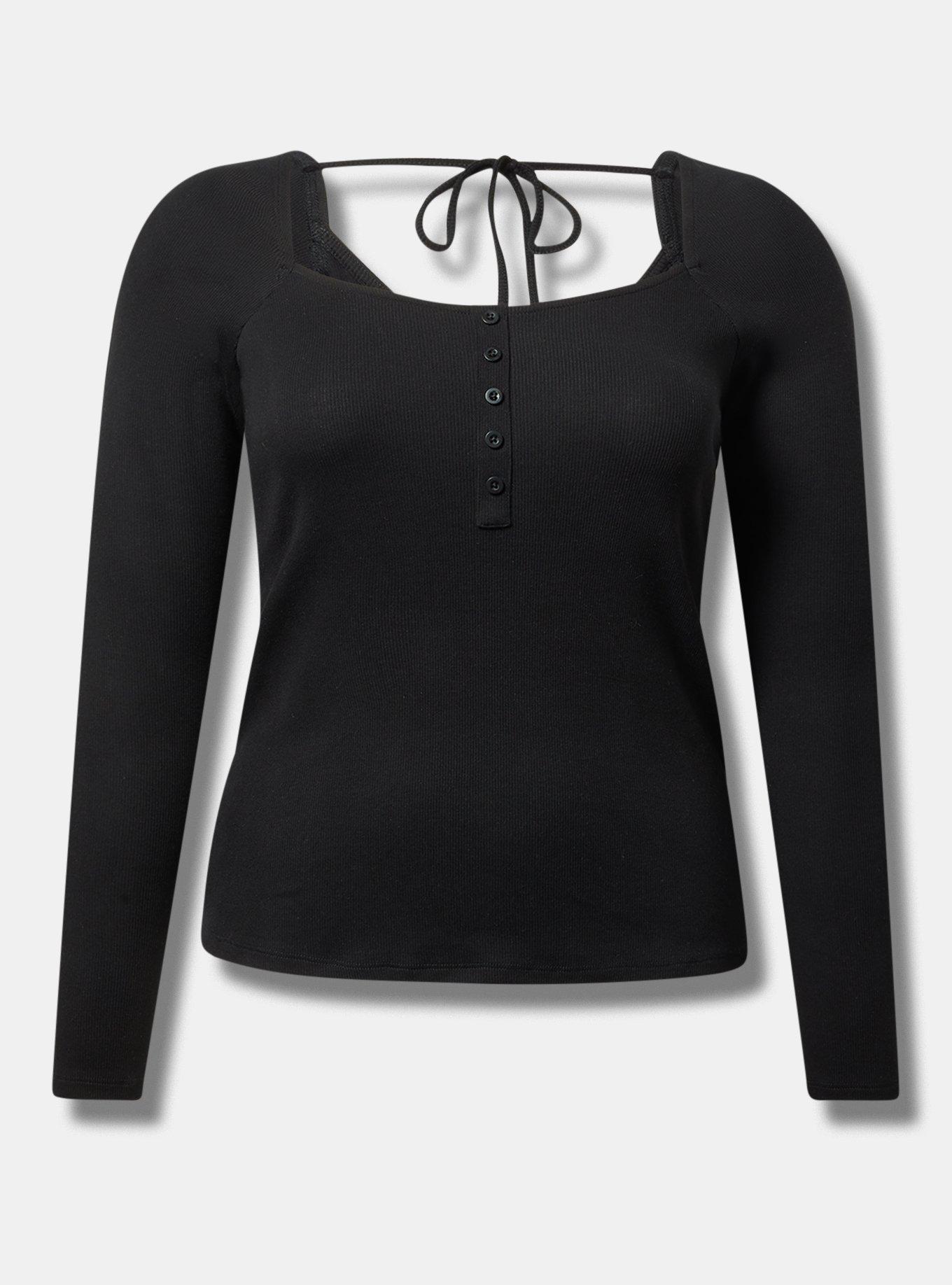 Ribbed Square Neck Henley Product Image