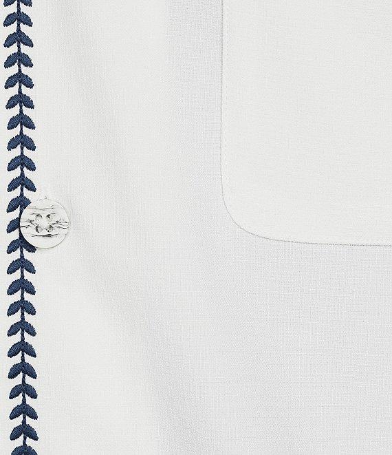 Caribbean Solid Cross Hatch Short Sleeve Woven Camp Shirt Product Image
