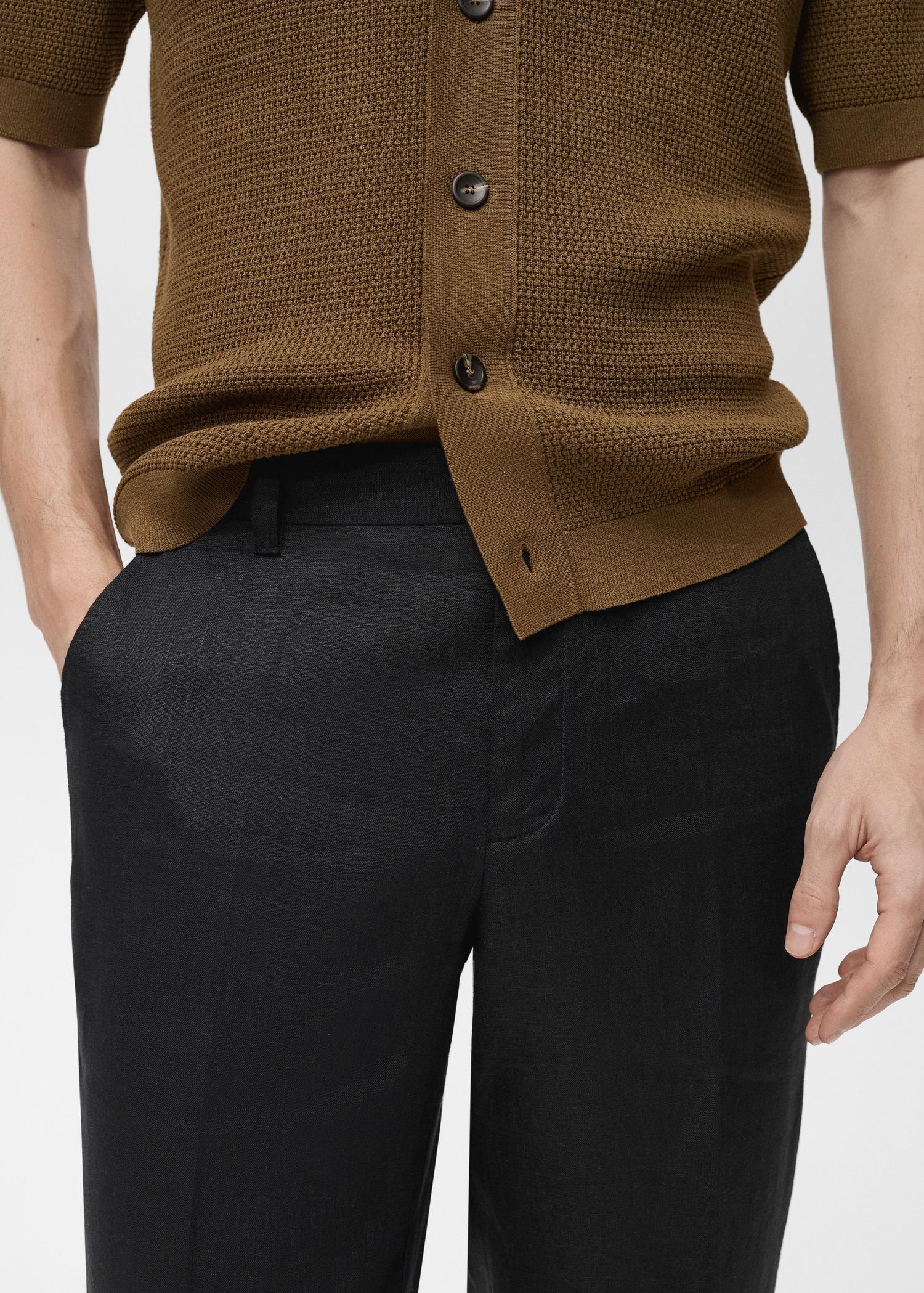 100% linen regular-fit trousers - Men | MANGO USA Product Image