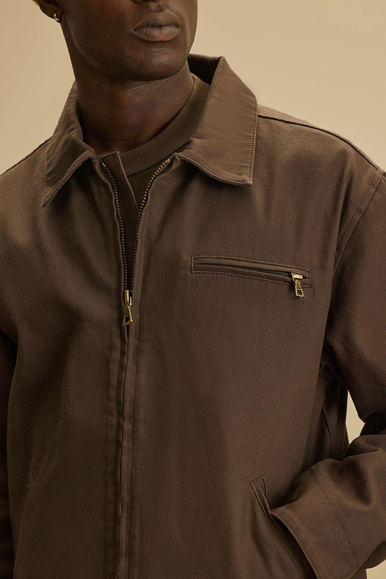 Alexander Utility Canvas Zip Work Jacket - Brown Product Image