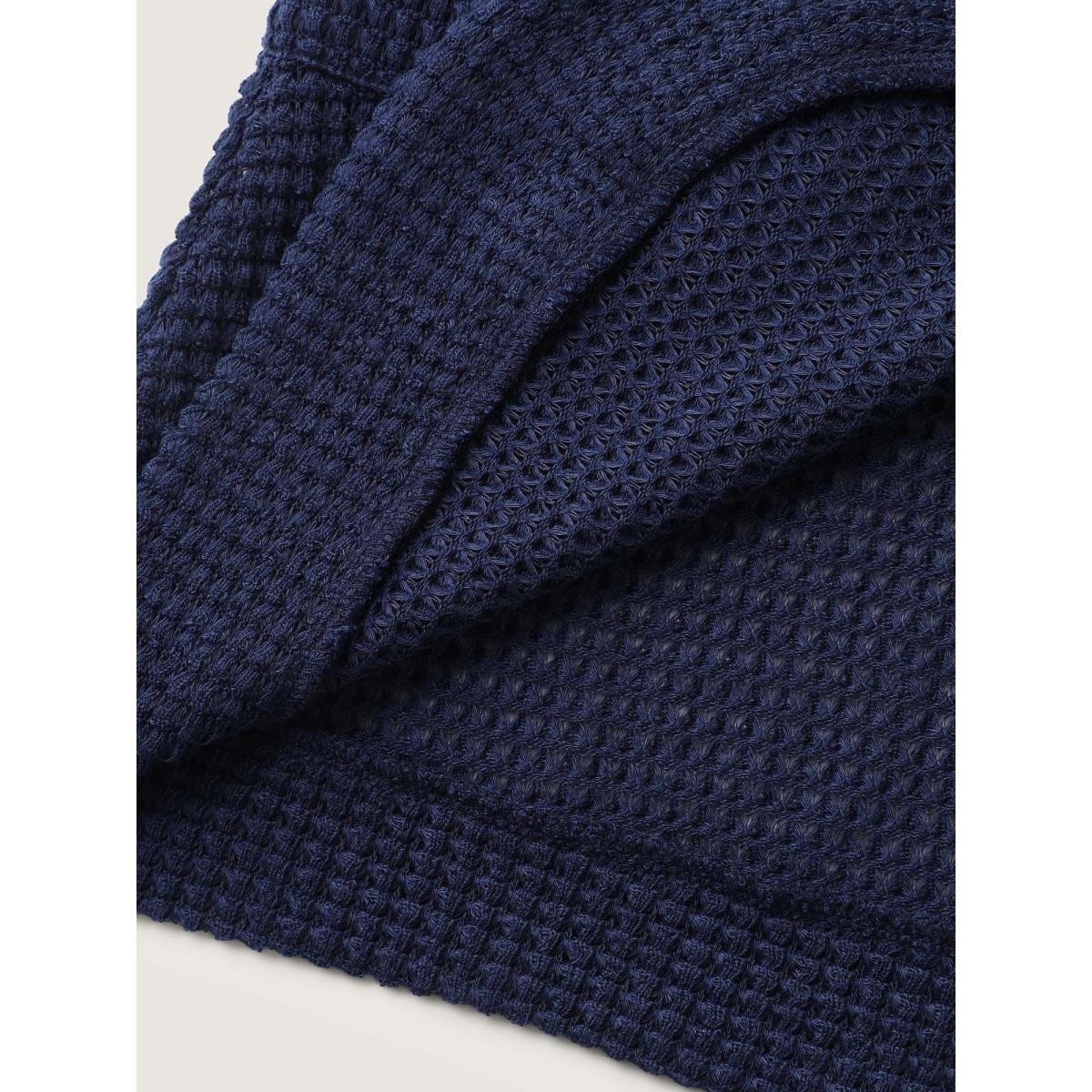 Plus Size Waffle Textured Arc Hem Jacket Women Indigo Texture Patch pocket Casual Jackets BloomChic 22-24/3X Product Image