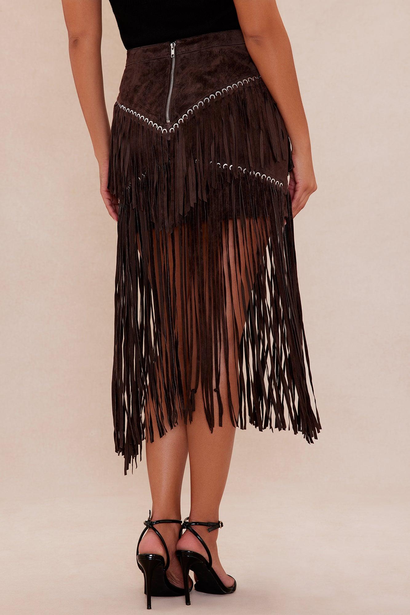 Suede Nashville Mini Skirt - Brown Product Image