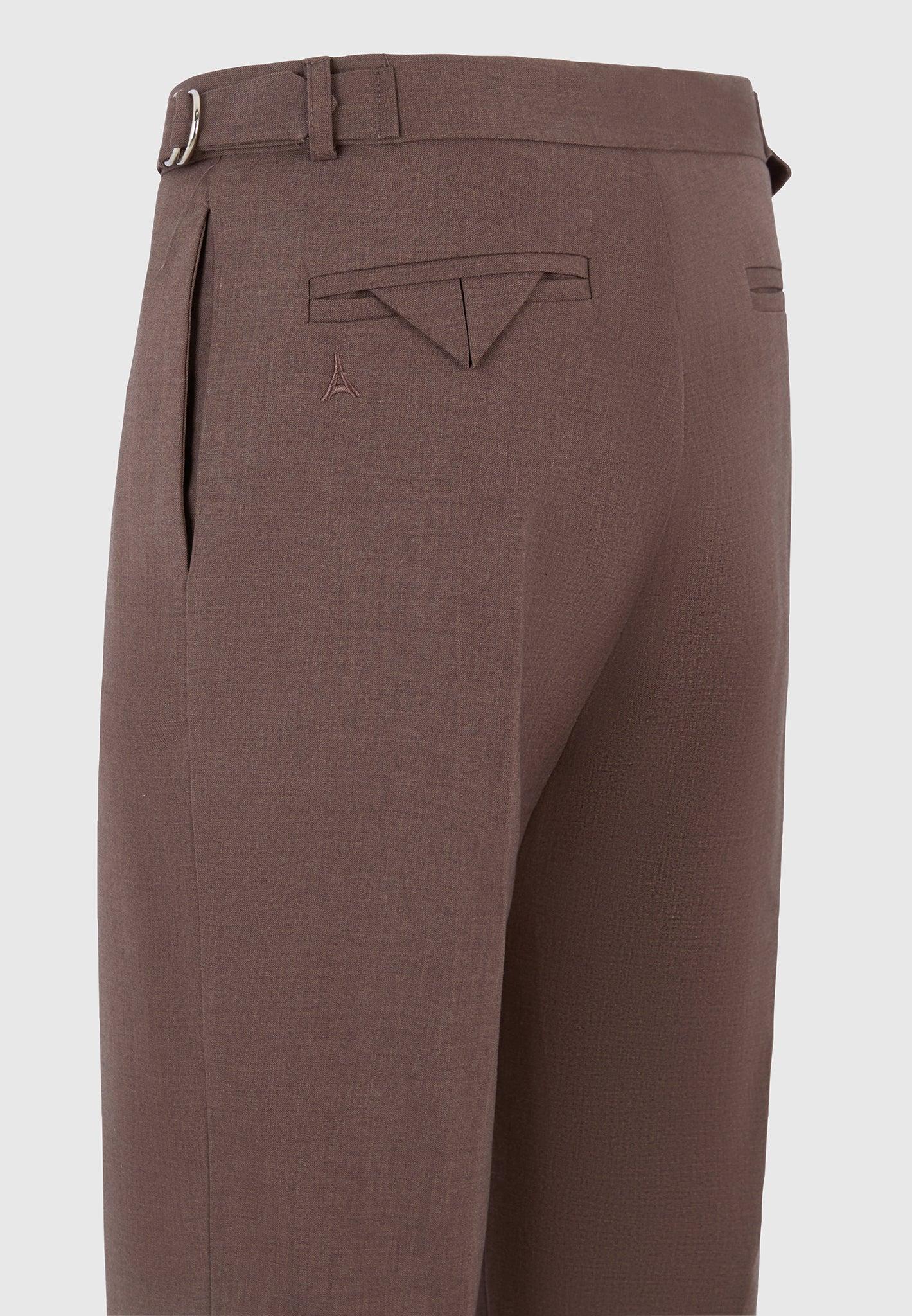 Joseph - Regular Fit Twill Pleated Tailored Trousers - Brown Male Product Image