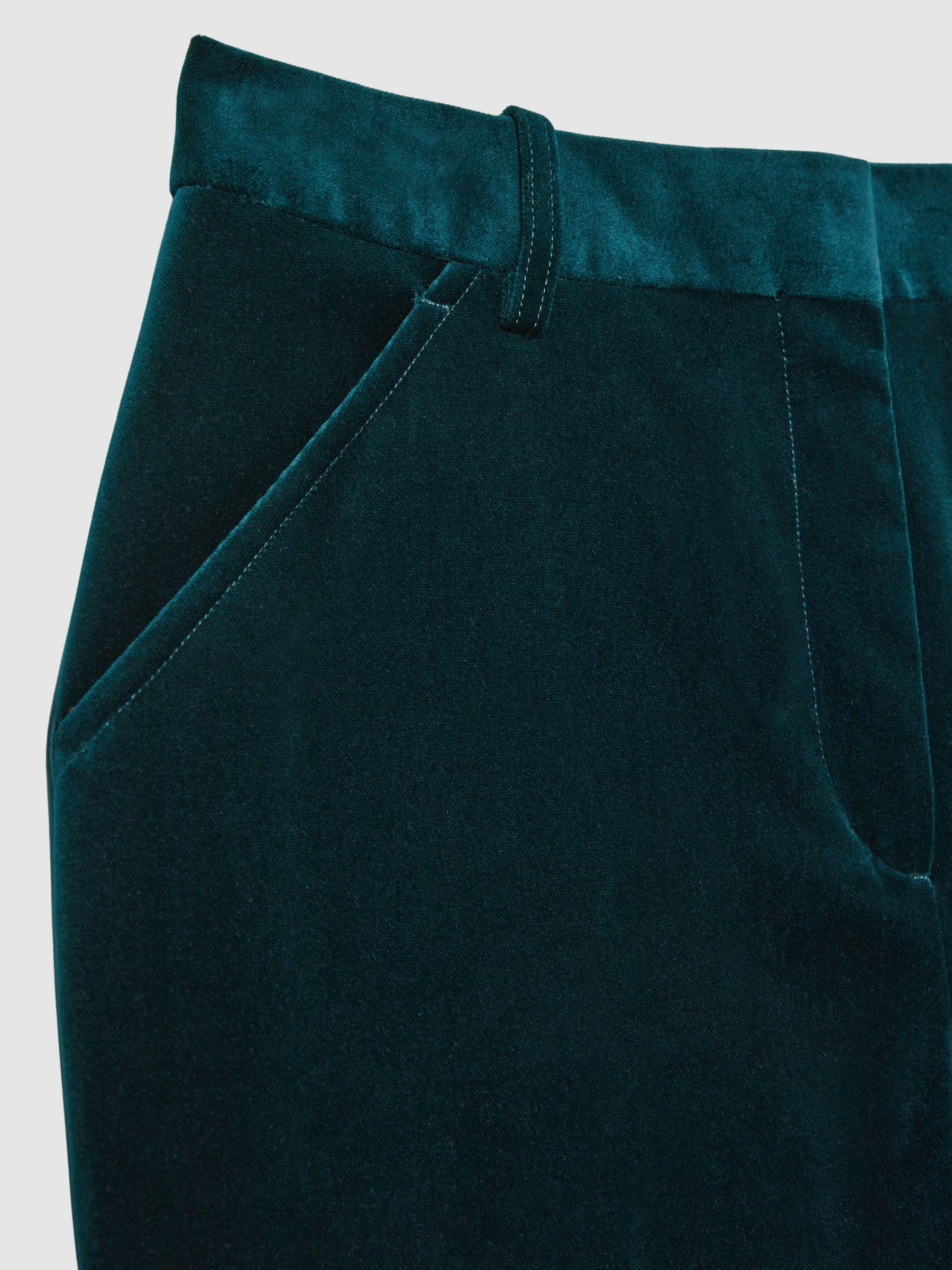 Velvet Flared Suit Trousers in Teal Product Image