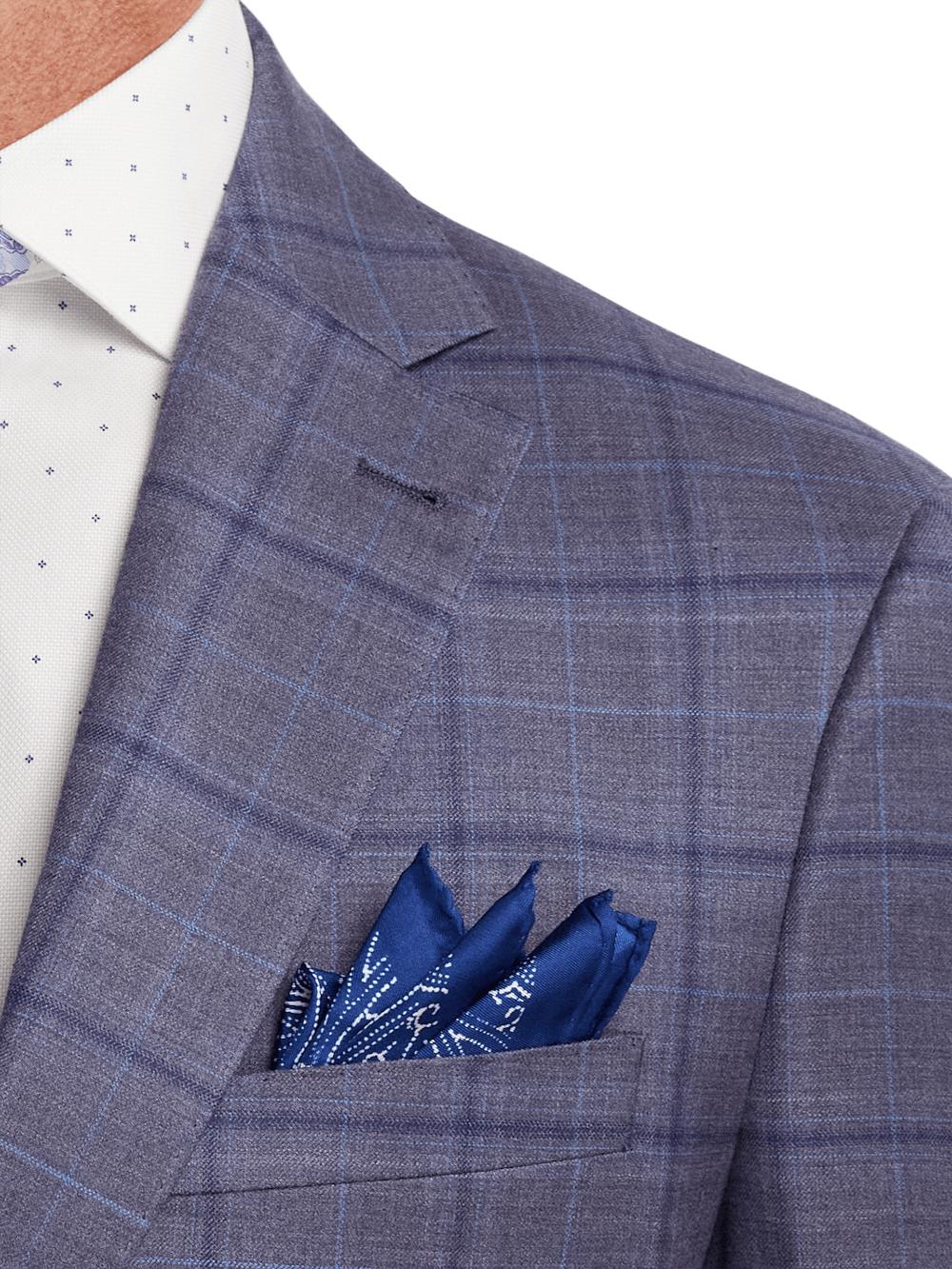 Wool Stretch Windowpane Single Breasted Notch Lapel Sport Coat - Purple Product Image