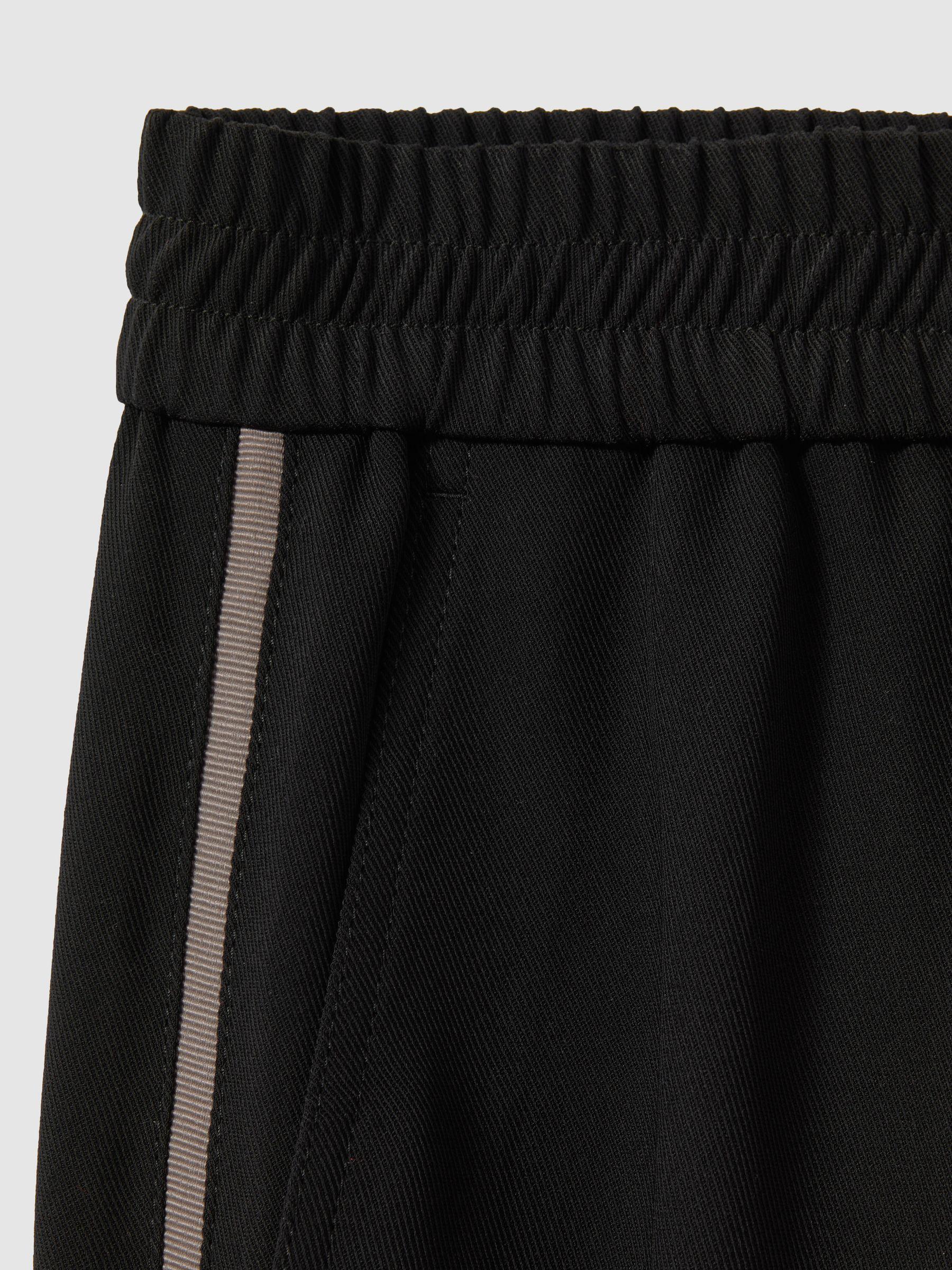 Elasticated Side Stripe Tapered Trousers in Black Product Image