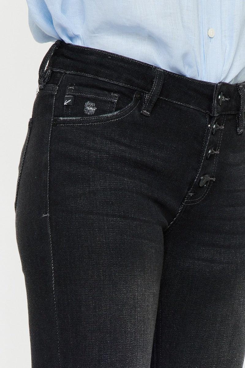 Mid Rise Button Up Flare Jeans Product Image