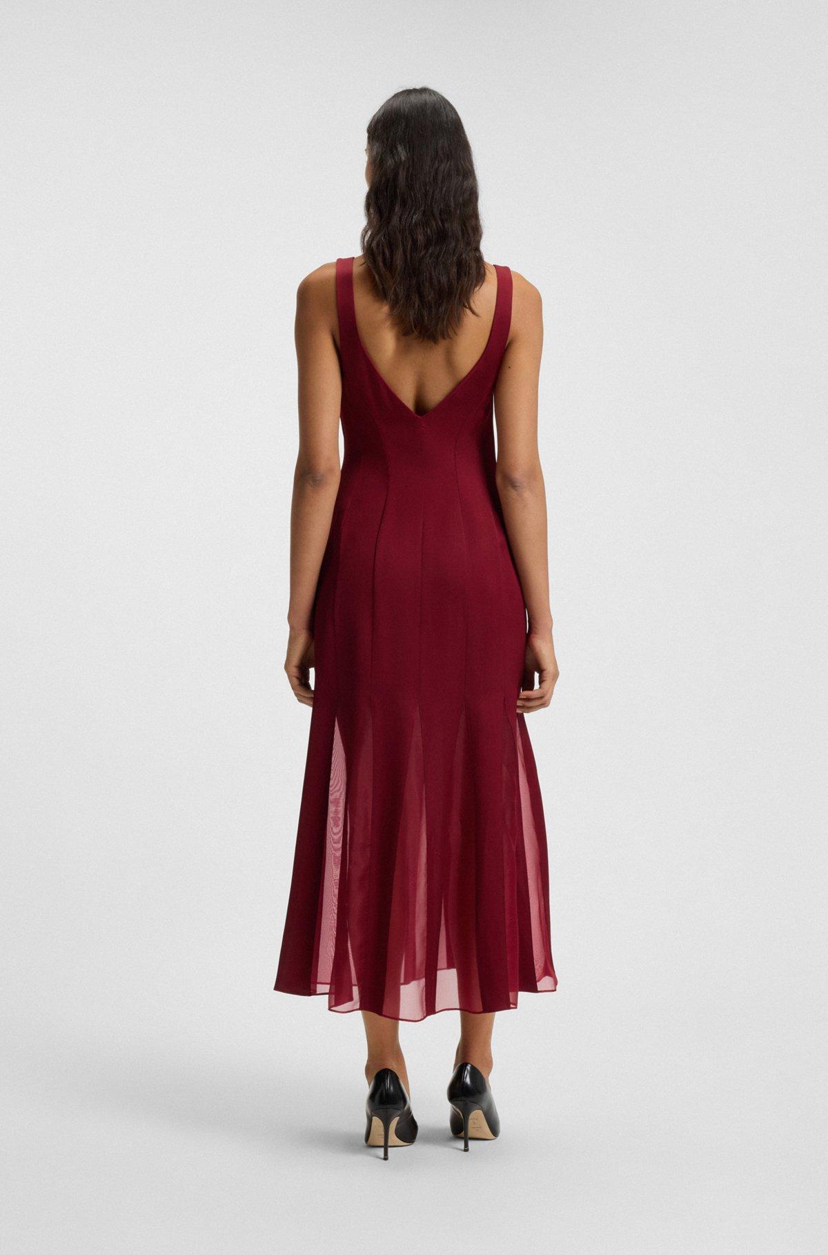 Satin slip dress with silk-organza inserts Product Image