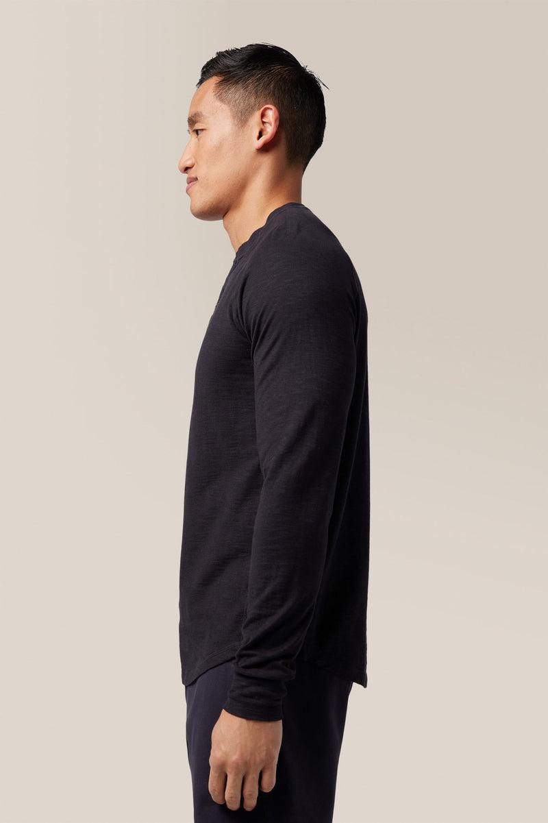 Good Man Brand Slim Henley Jersey- Black Product Image