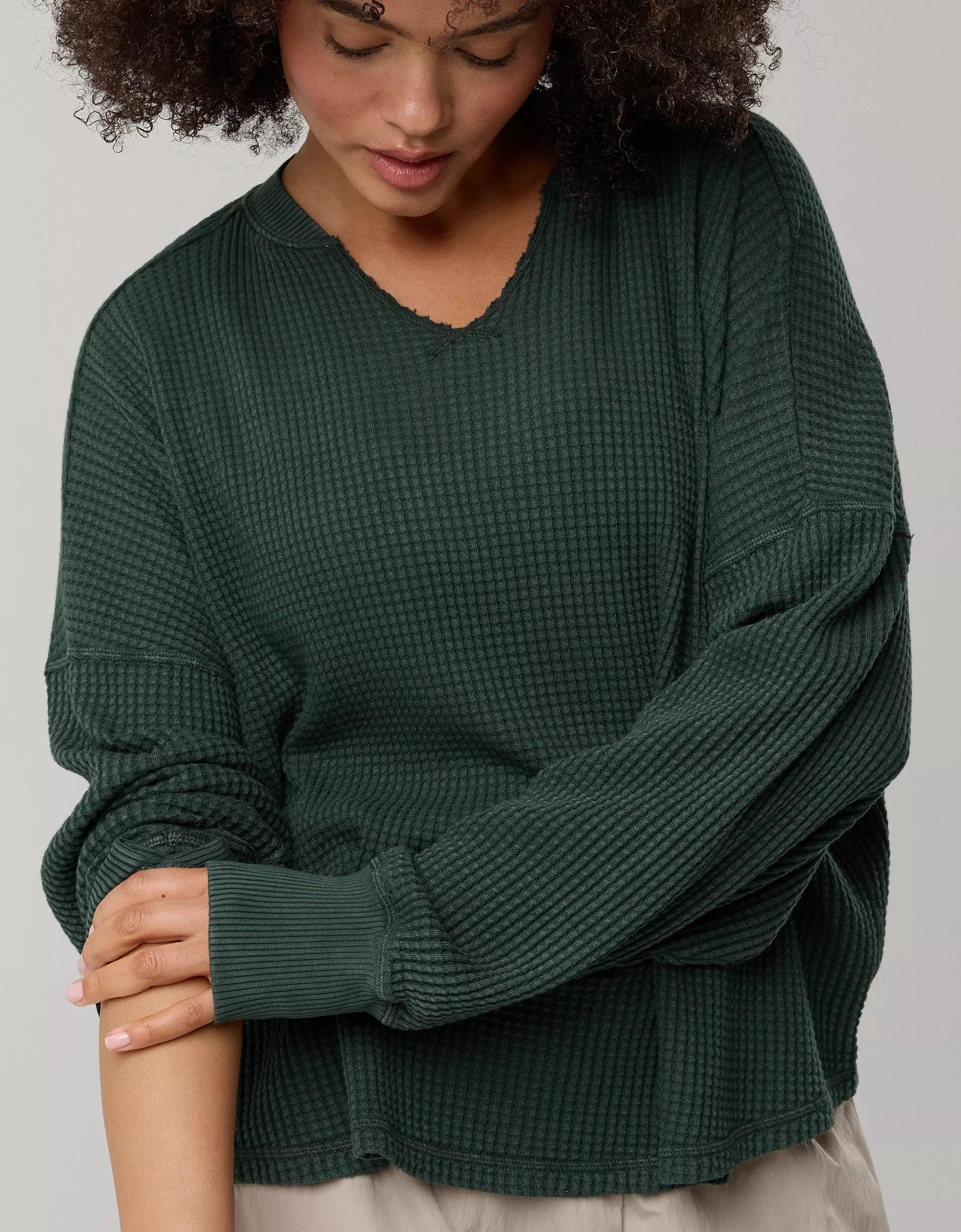 OFFLINE By Aerie Wow! Waffle Notch Neck Long Sleeve T-Shirt Women's Product Image