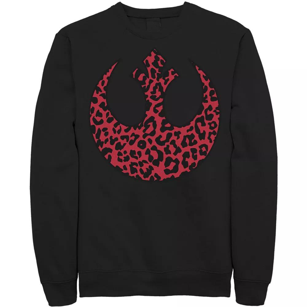 Men's Star Wars Rebellion Emblem Cheetah Print Fill Sweatshirt, Size: 3XL, Black Product Image