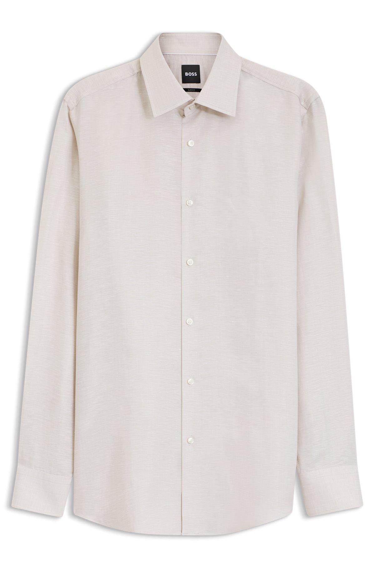 Slim-fit shirt in linen-blend twill Product Image