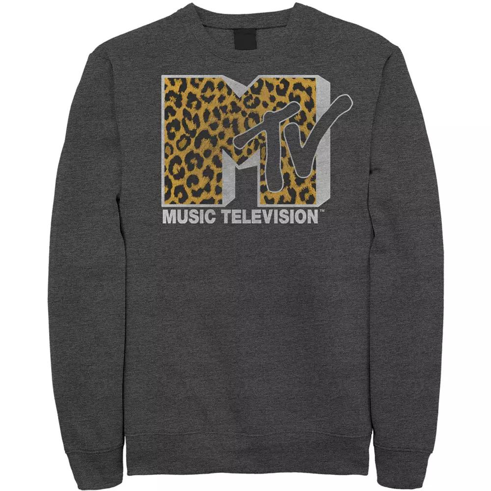 Men's MTV Logo Cheetah Print Sweatshirt,  Product Image