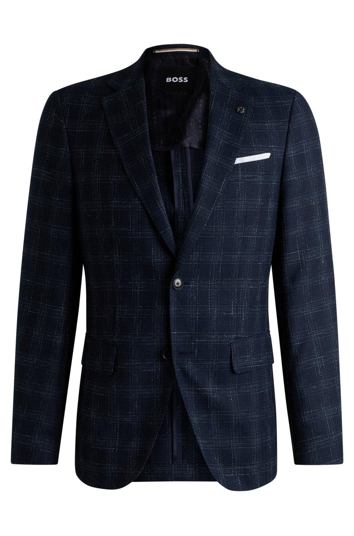 Slim-fit suit jacket in a checked wool blend Product Image