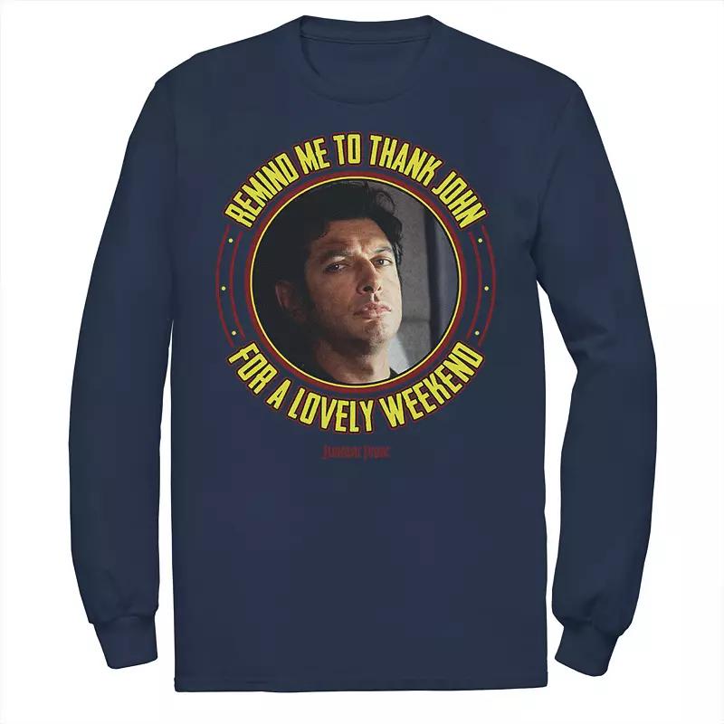 Mens Jurassic Park Remind Me To Thank John For The Weekend Long Sleeve Tee Blue Product Image