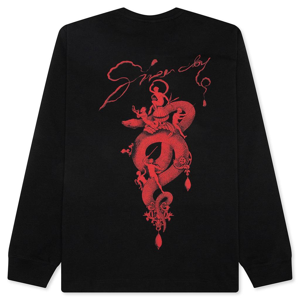 Chandelier and Snake Print Long Sleeve T-Shirt - Black Male Product Image