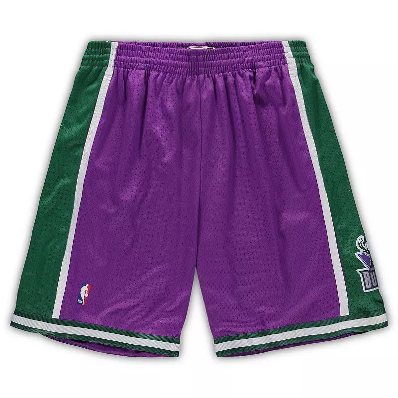 Men's Mitchell & Ness Purple Milwaukee Bucks Big & Tall Hardwood Classics Team Swingman Shorts,  Product Image
