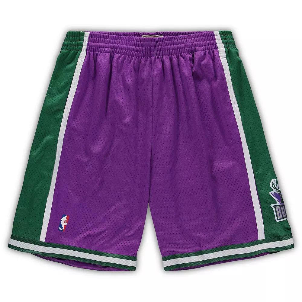 Men's Mitchell & Ness Purple Milwaukee Bucks Big & Tall Hardwood Classics Team Swingman Shorts,  Product Image