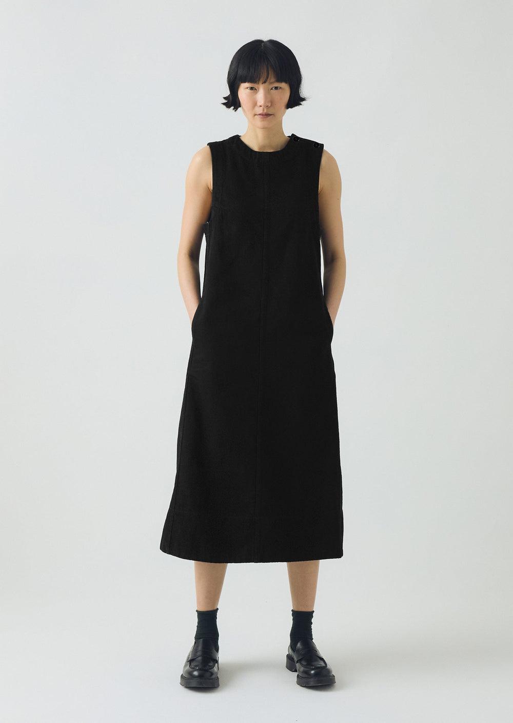 Washed Black Denim Workwear Dress | Carbon Black Product Image