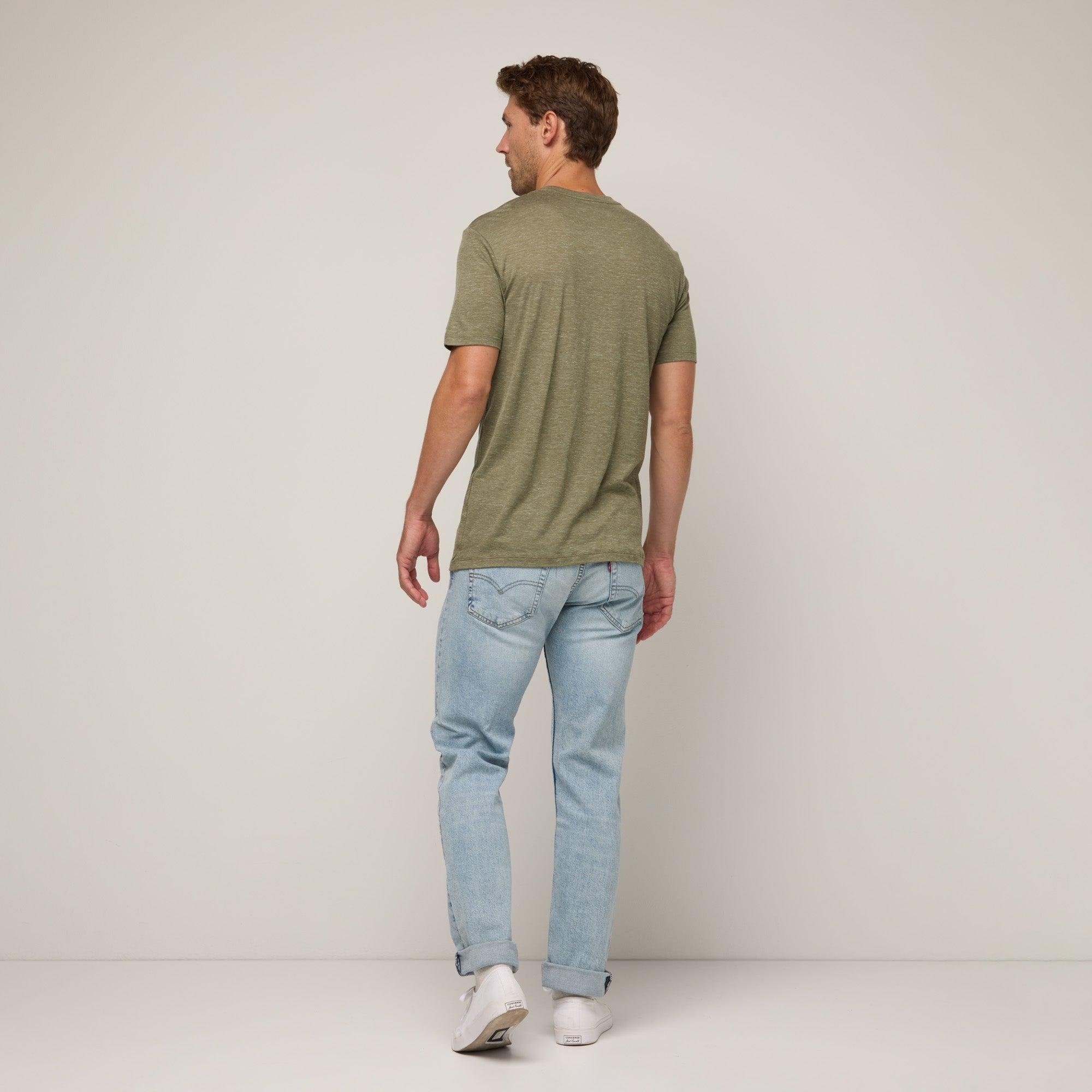 Merino Wool Linen Crew Neck T-Shirt | Washed Navy Product Image