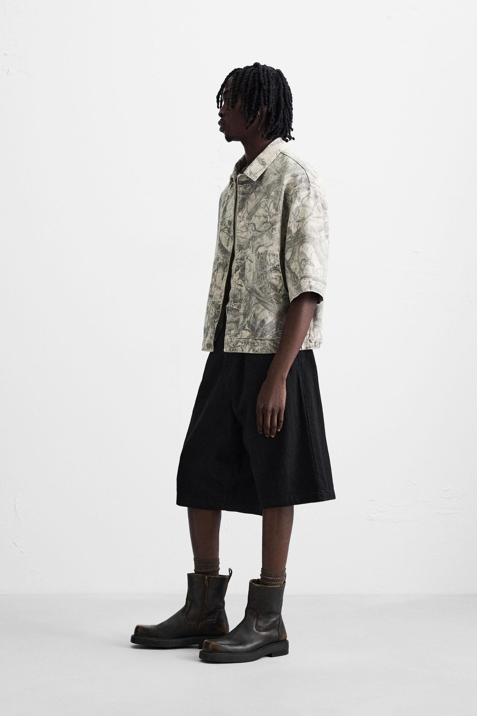 WASHED ABSTRACT PRINT OVERSHIRT Product Image