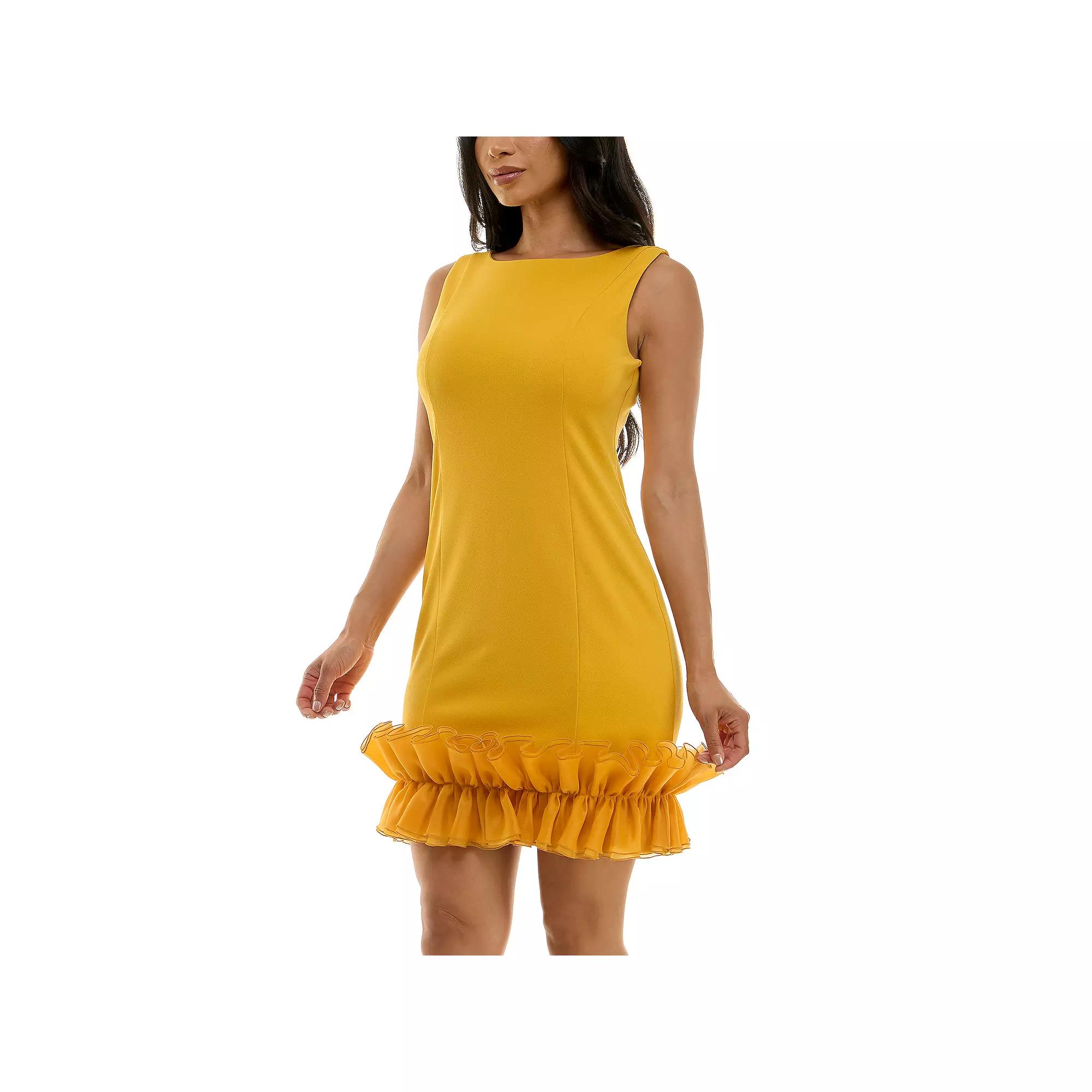 Womens Nina Leonard Sheath Trim Dress Yellow Product Image