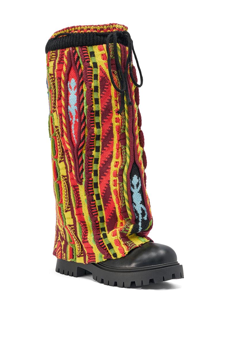 AKIRA GOLD NEIL SWEATER COMBAT BOOTIE Product Image